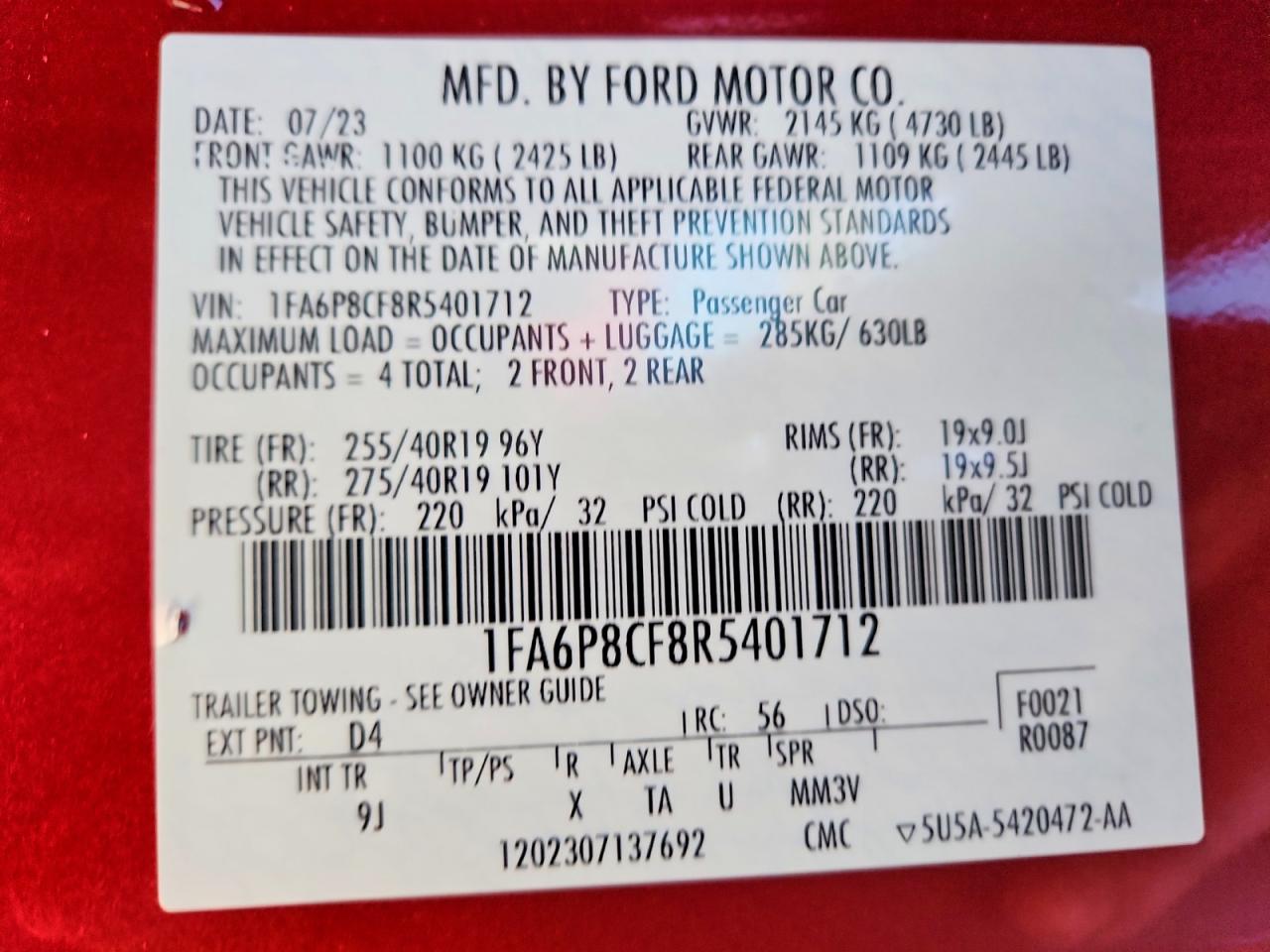 2024 FORD MUSTANG GT photo 23