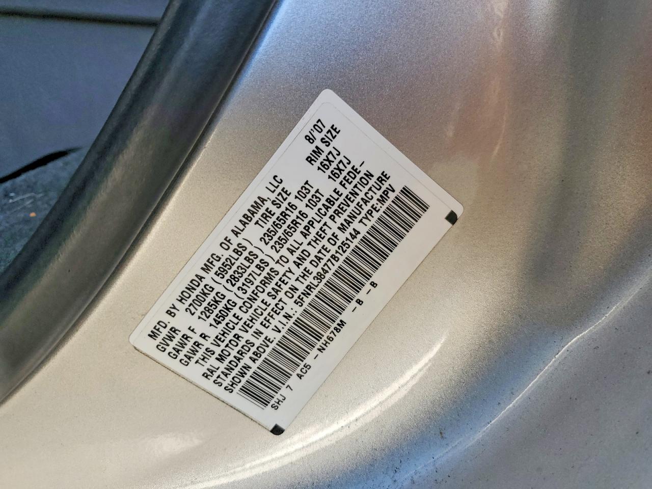 2007 HONDA ODYSSEY EX photo 13