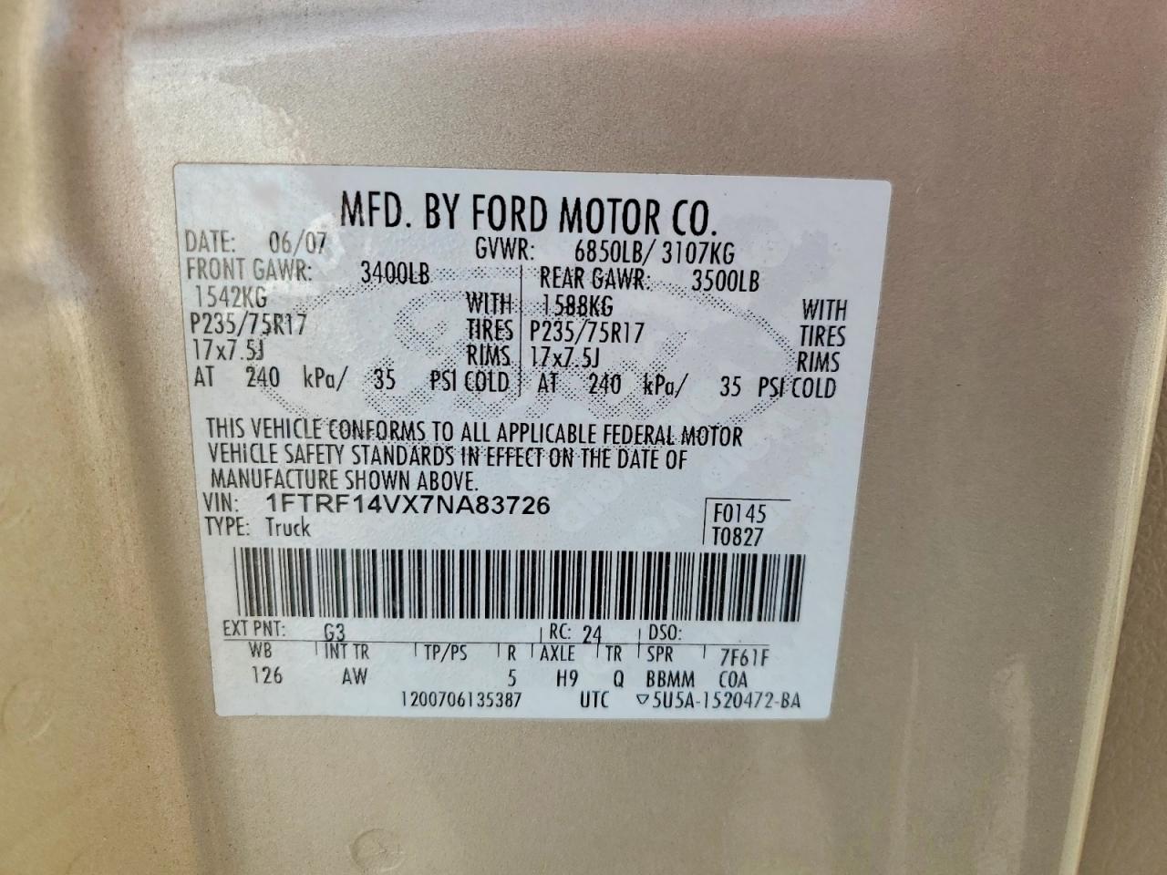 2007 FORD F150 photo 13