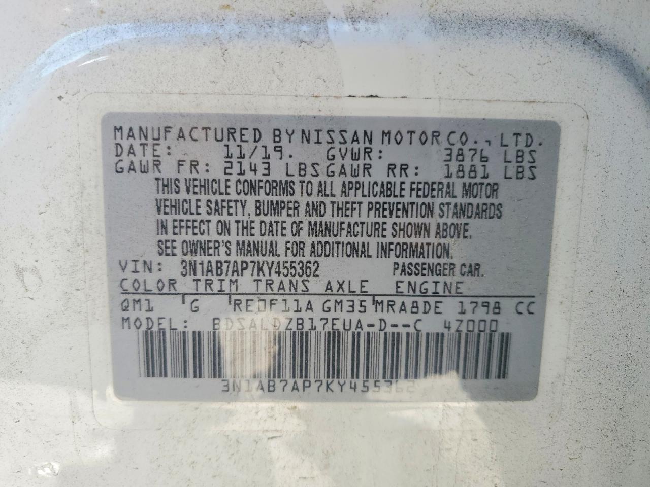 2019 NISSAN SENTRA SV photo 34