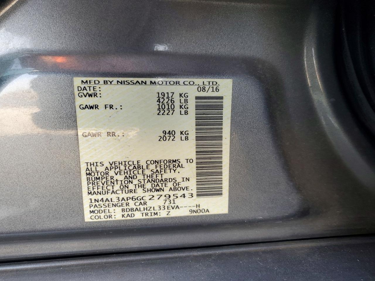 2016 NISSAN ALTIMA 2.5 SR photo 34