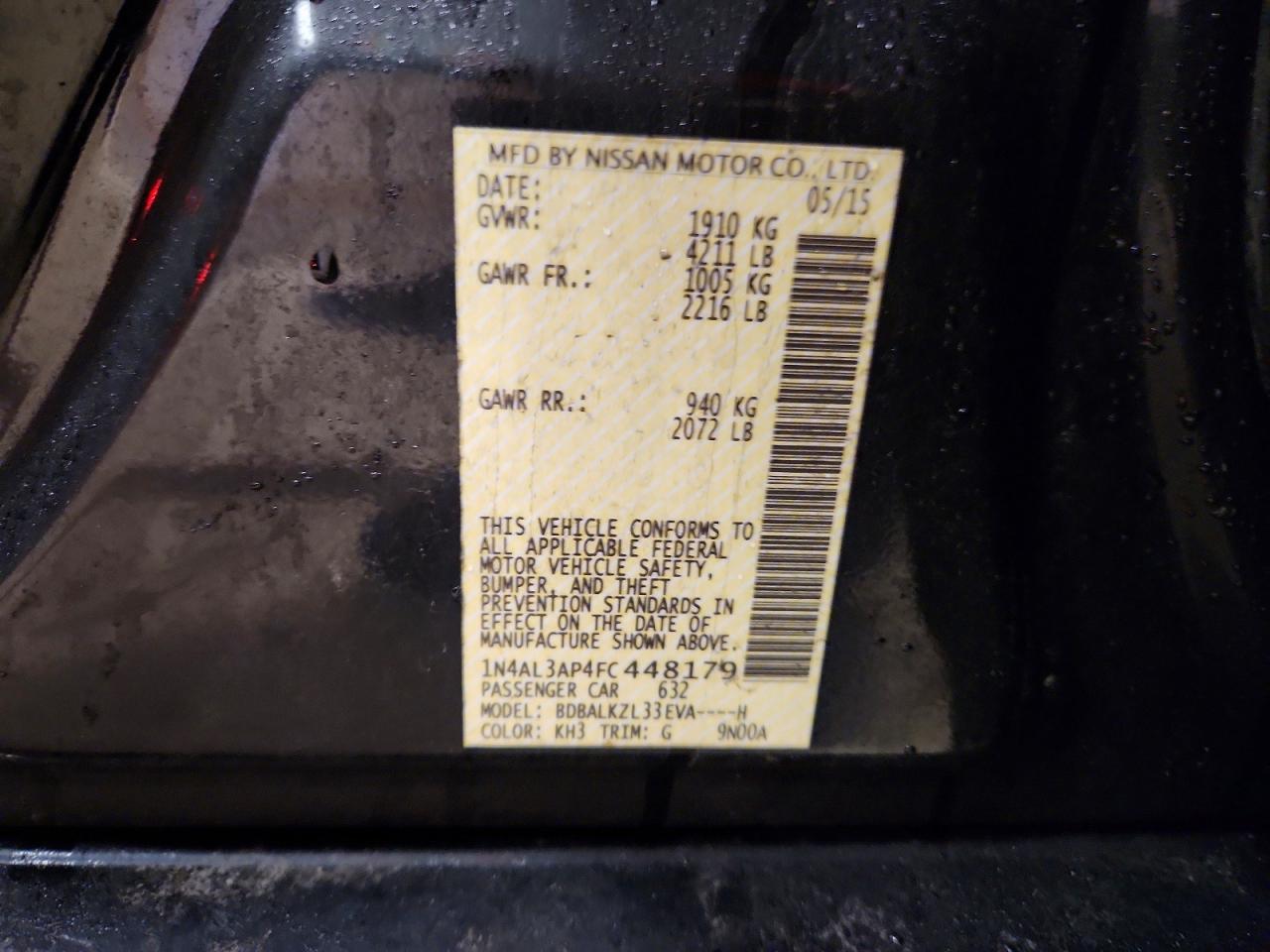 2015 NISSAN ALTIMA 2.5 SV photo 34