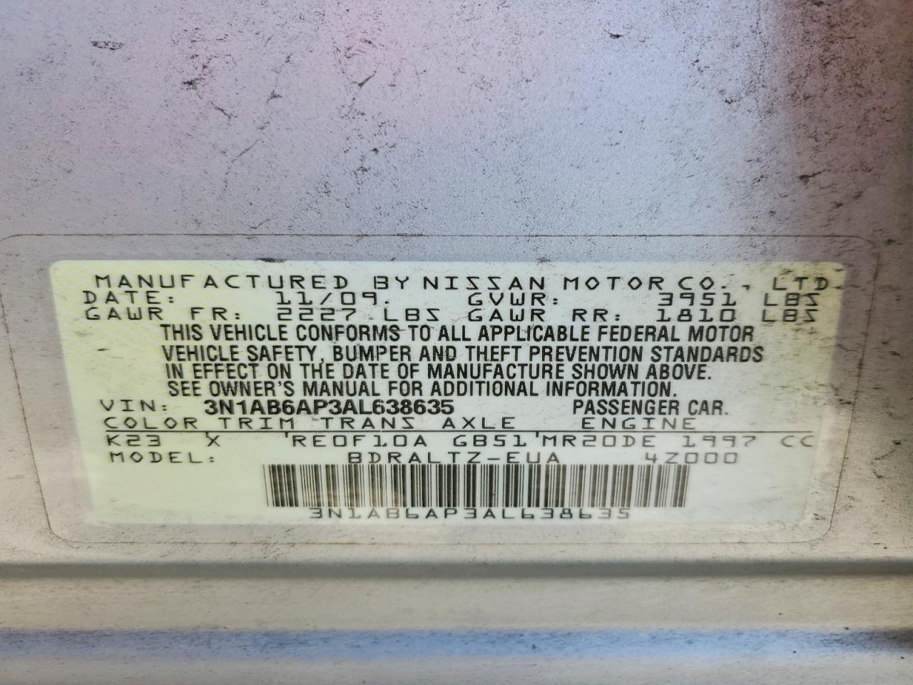 2010 NISSAN SENTRA 2.0 photo 25