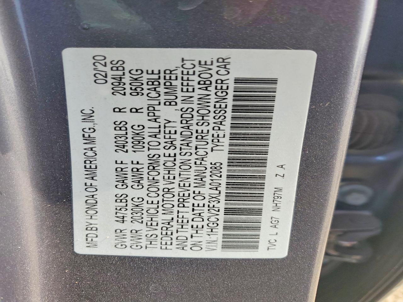 2020 HONDA ACCORD SPORT photo 13