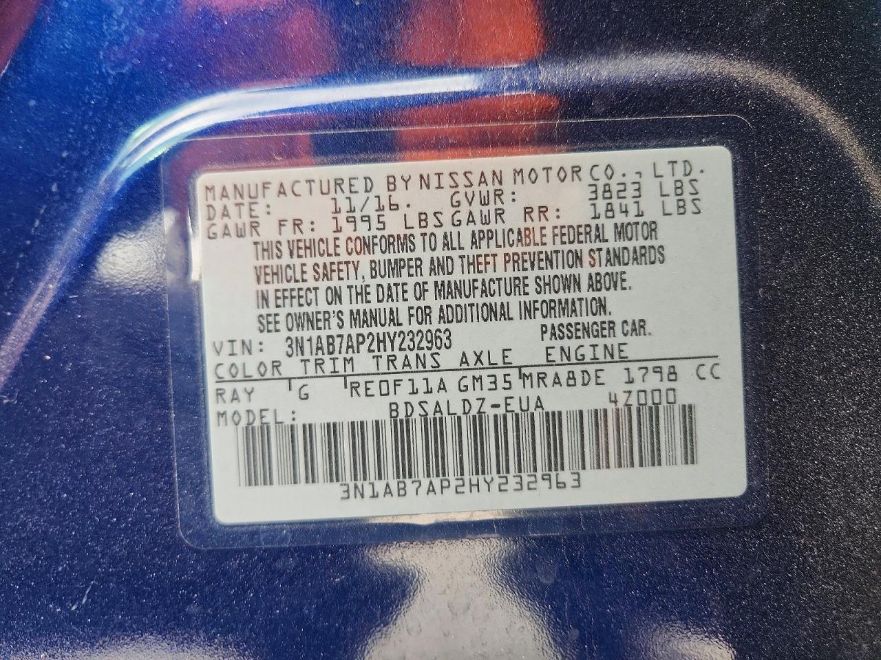 2017 NISSAN SENTRA SV photo 34