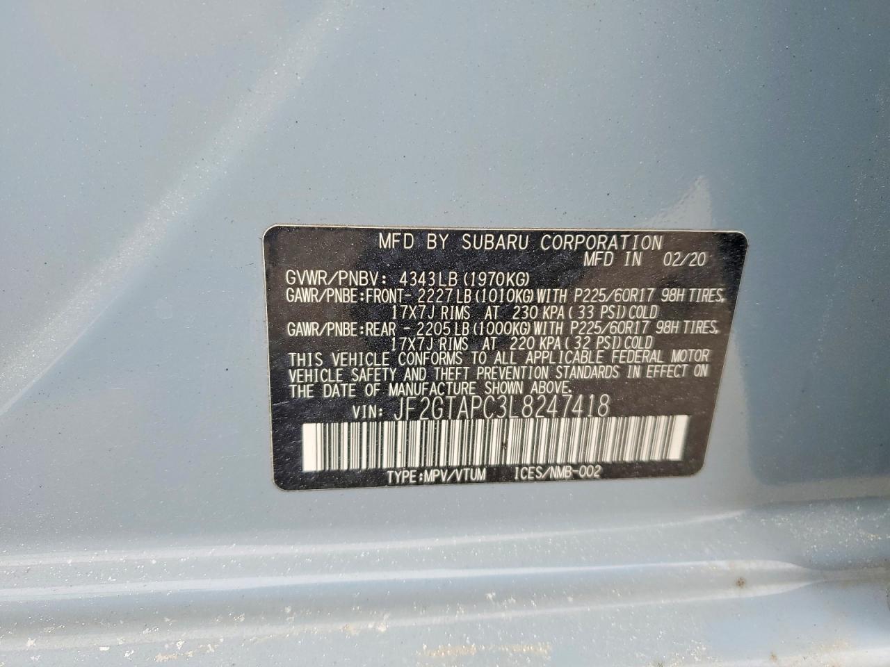 2020 SUBARU CROSSTREK PREMIUM photo 25