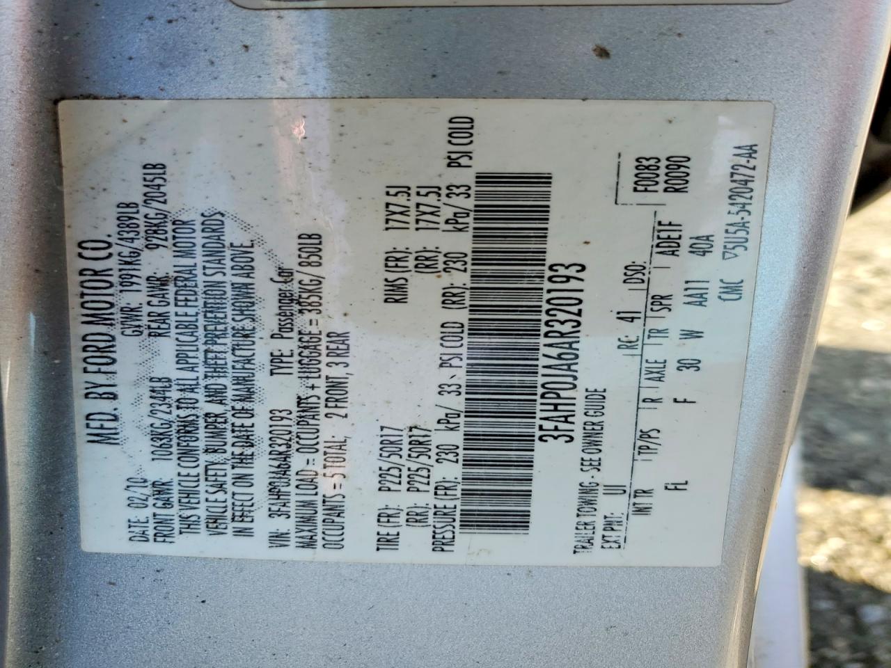 2010 FORD FUSION SEL photo 23