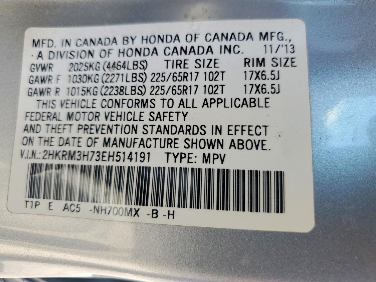 2014 HONDA CR-V EXL photo 23