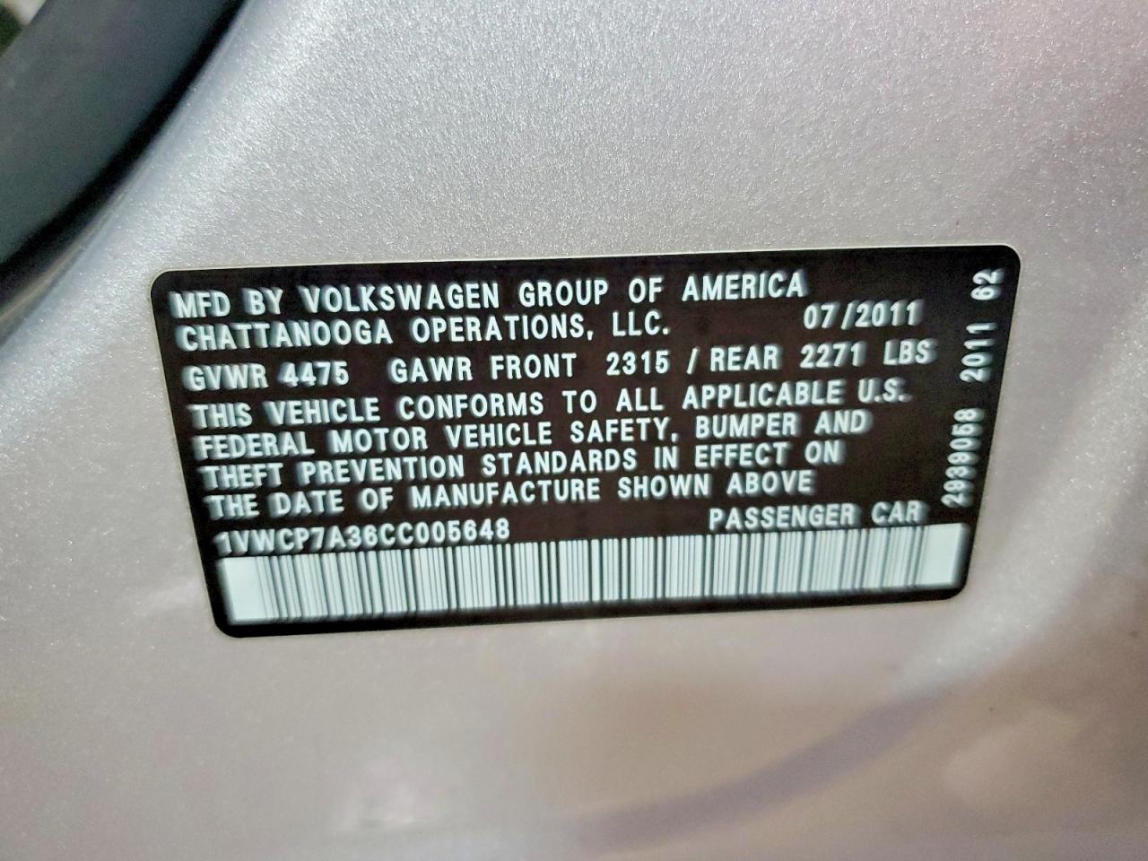 2012 VOLKSWAGEN PASSAT SEL photo 12