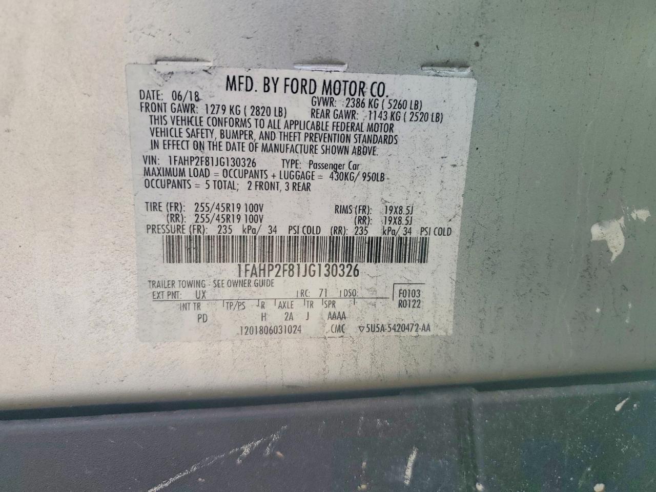 2018 FORD TAURUS LIMITED photo 12