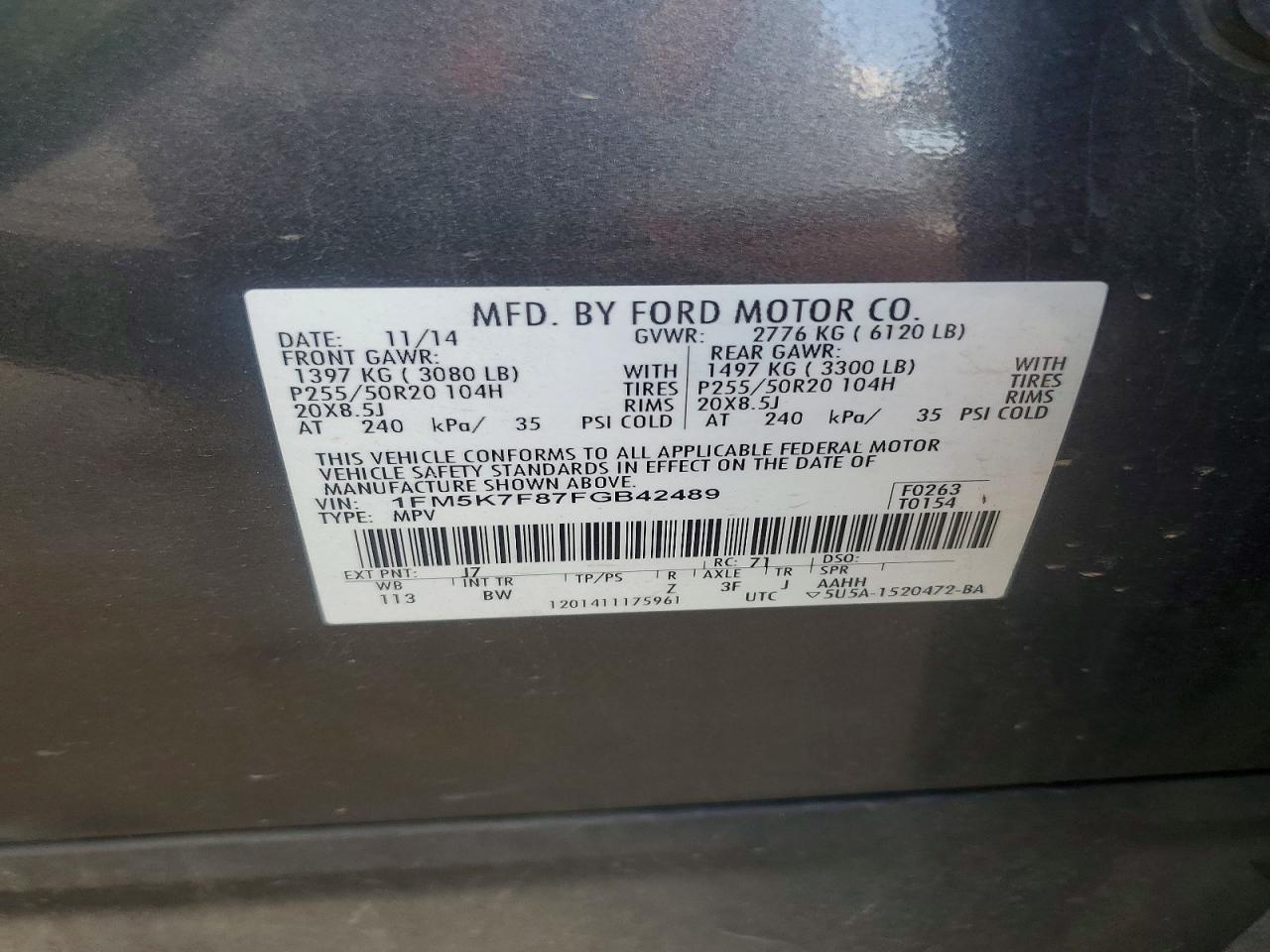 2015 FORD EXPLORER LIMITED photo 13