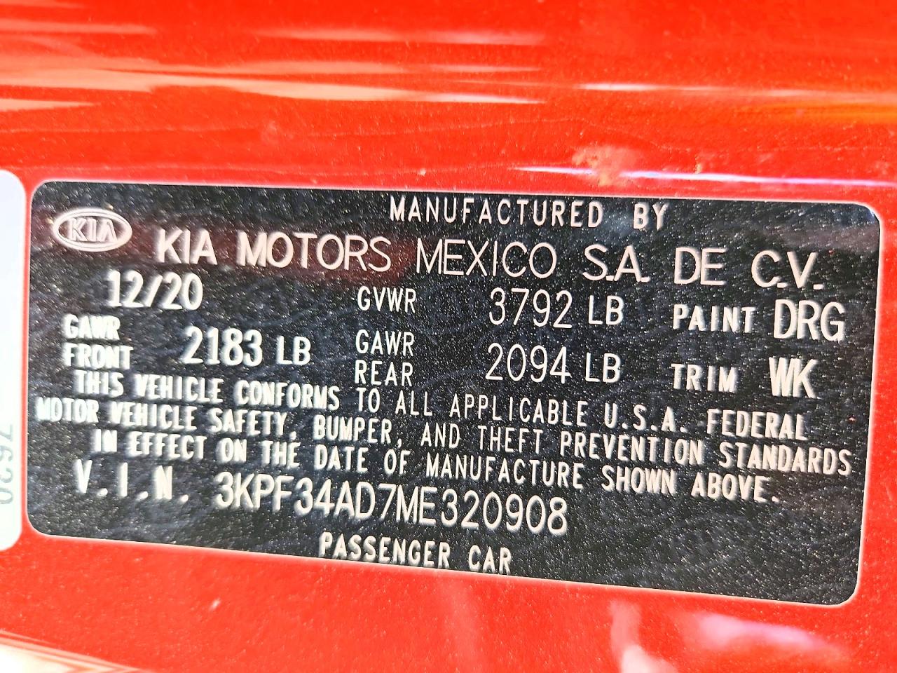 2021 KIA FORTE GT-LINE photo 13