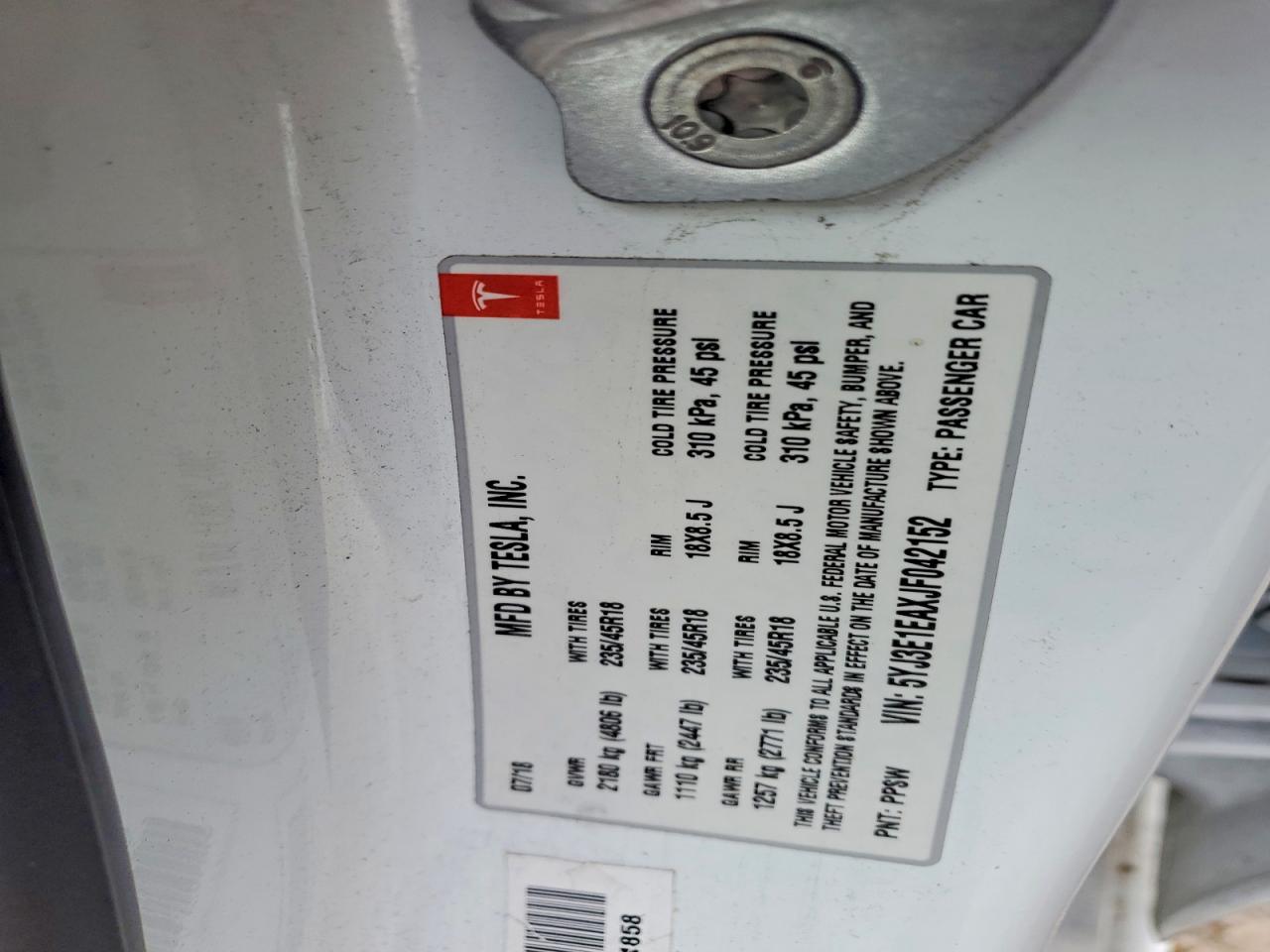 2018 TESLA MODEL 3 photo 13