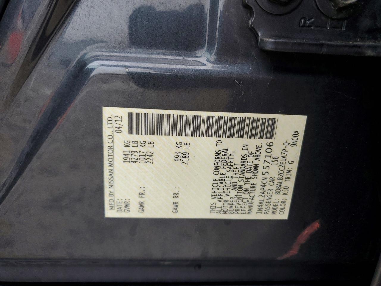 2012 NISSAN ALTIMA 2.5 photo 12