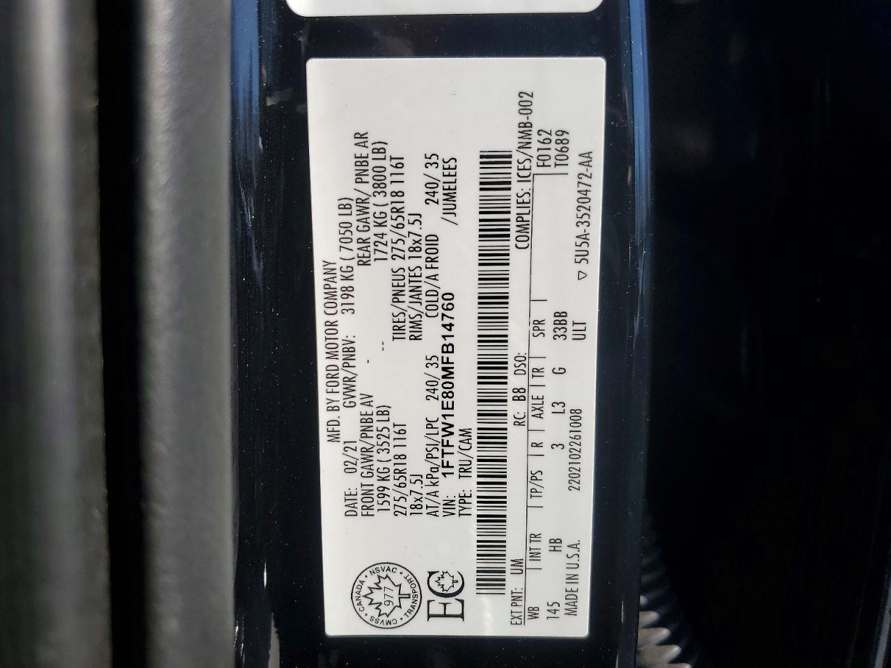 2021 FORD F150 SUPERCREW photo 13