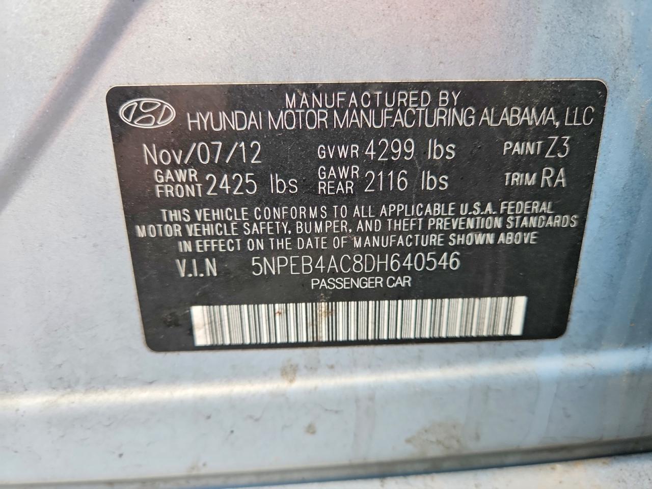 2013 HYUNDAI SONATA GLS photo 23