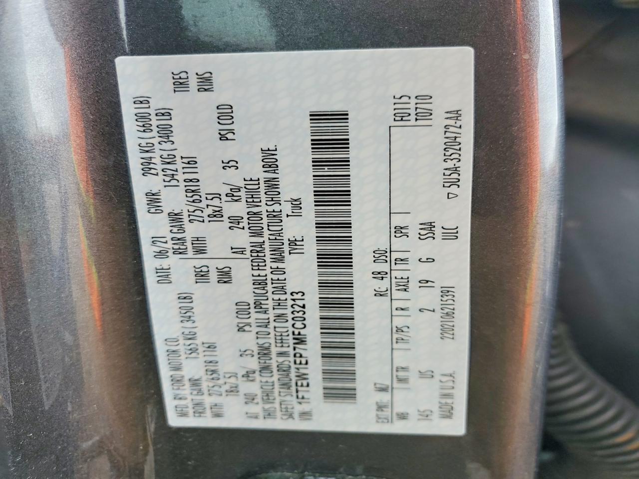 2021 FORD F150 SUPERCREW photo 13