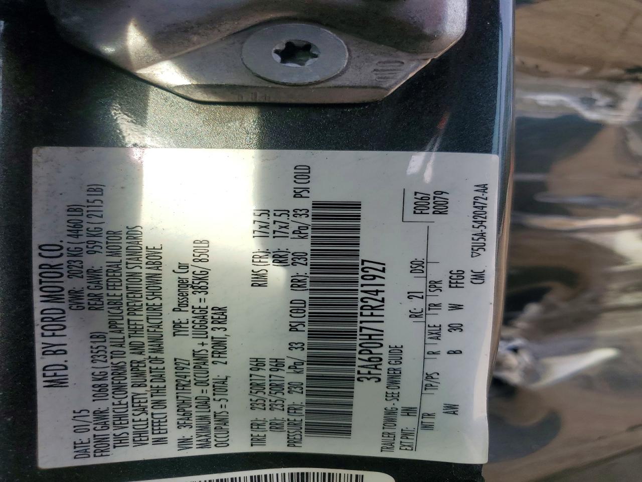 2015 FORD FUSION SE photo 12