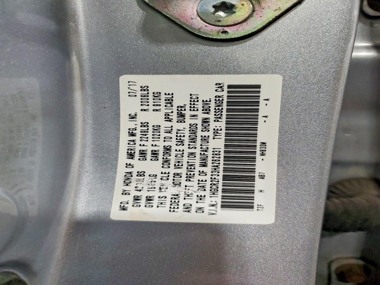 2017 HONDA ACCORD LX photo 12