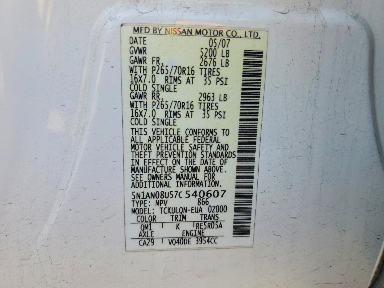 2007 NISSAN XTERRA X photo 12