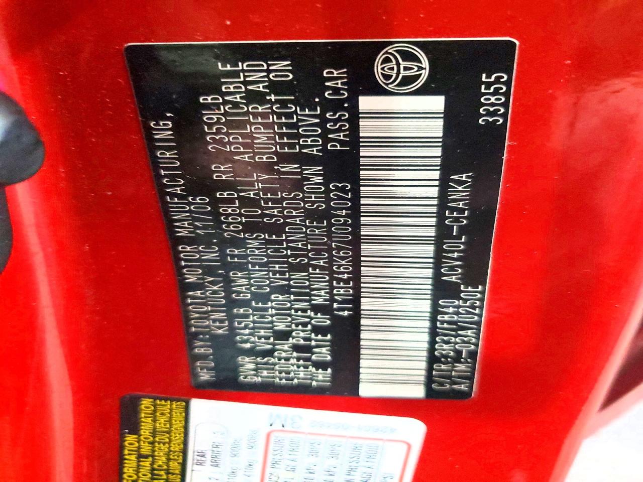 2007 TOYOTA CAMRY LE photo 34