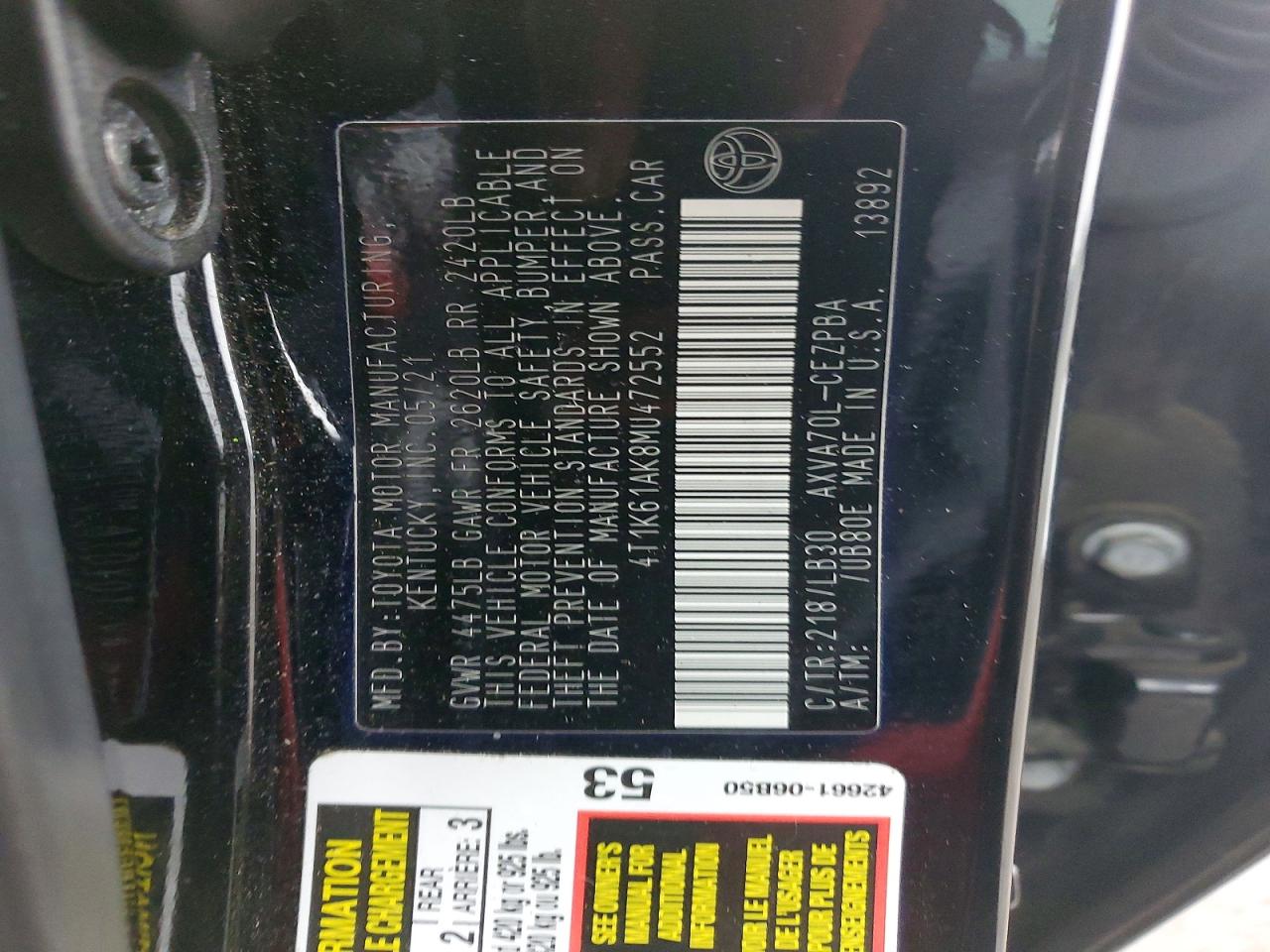 2021 TOYOTA CAMRY XSE photo 12