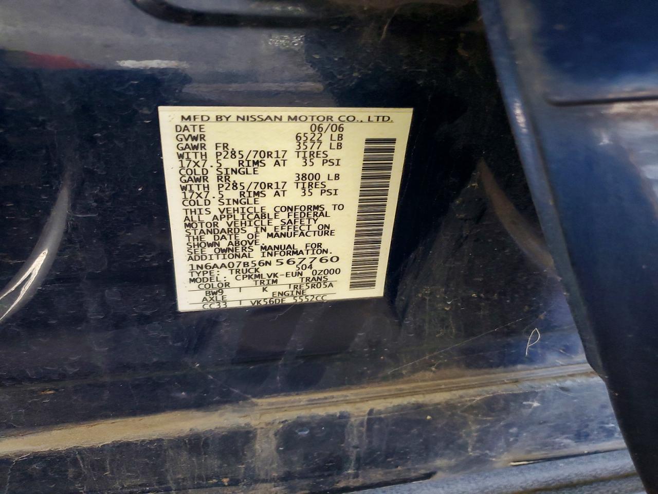 2006 NISSAN TITAN XE photo 25
