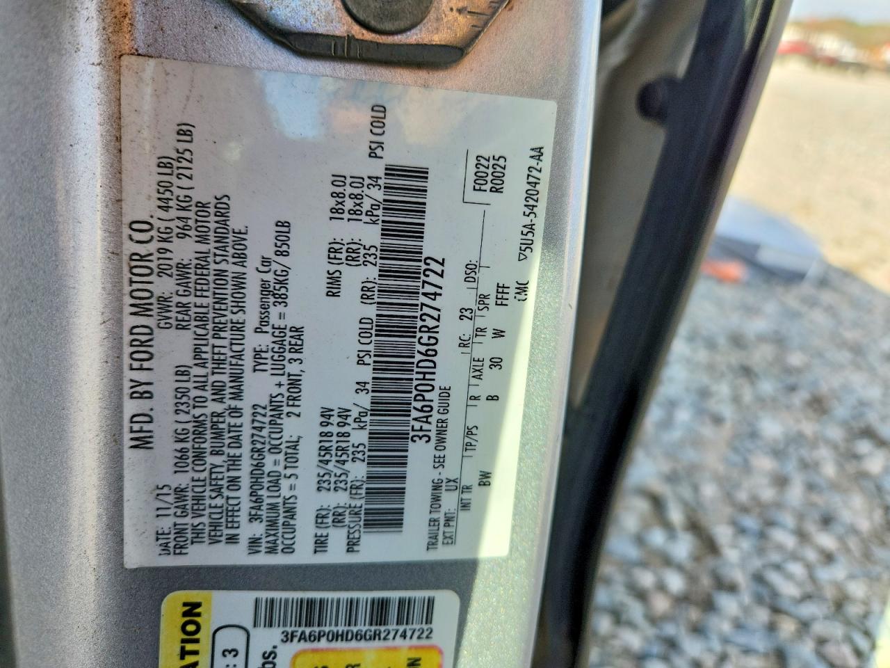 2016 FORD FUSION SE photo 23