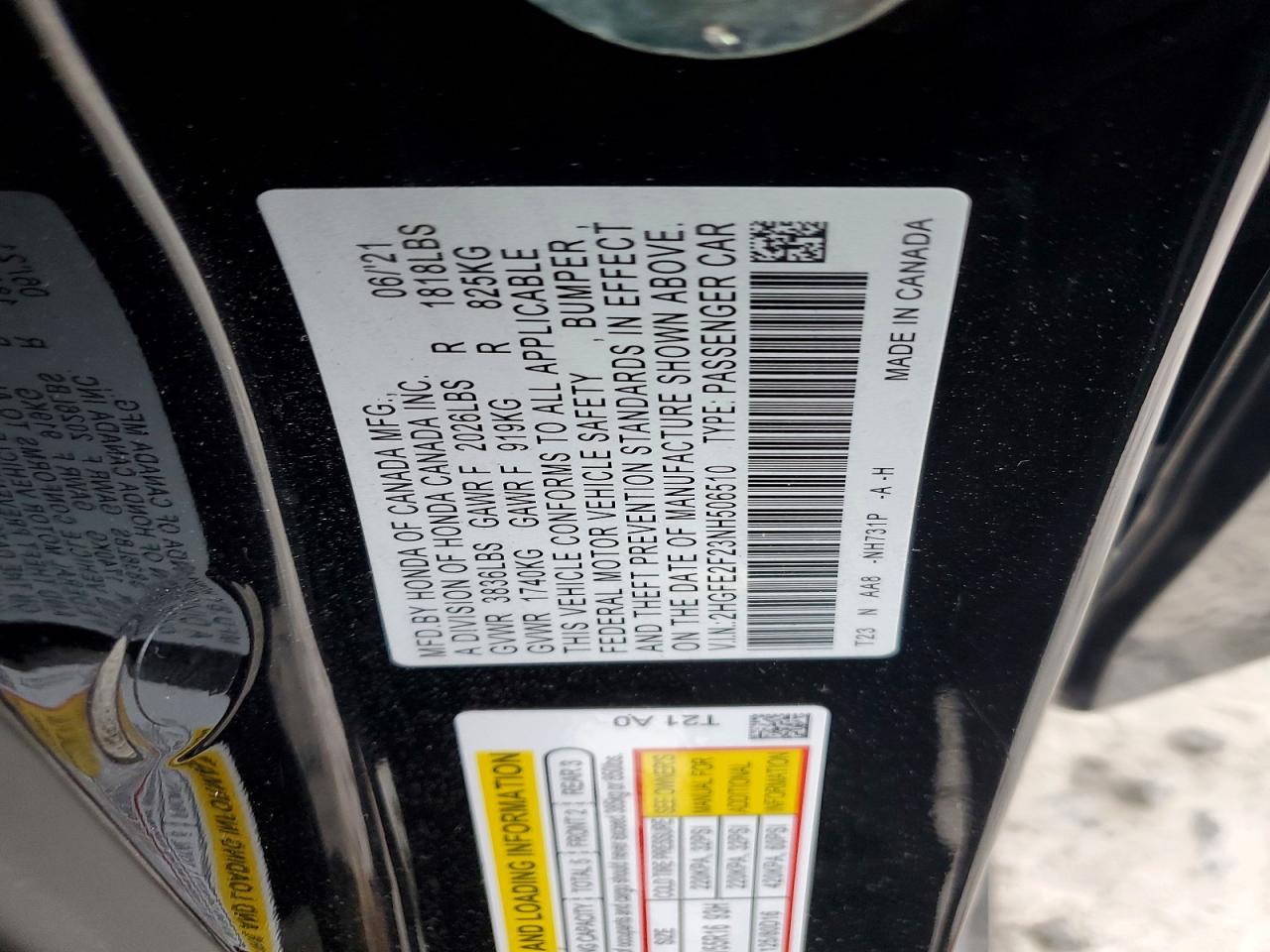 2022 HONDA CIVIC LX photo 12