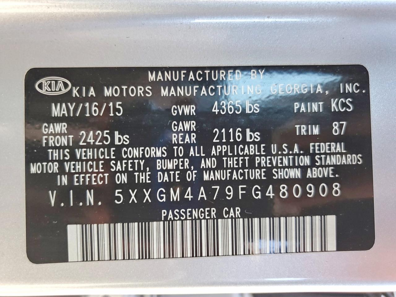 2015 KIA OPTIMA LX photo 12