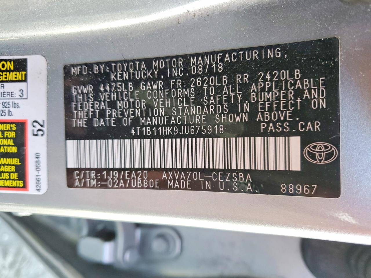 2018 TOYOTA CAMRY SE photo 34