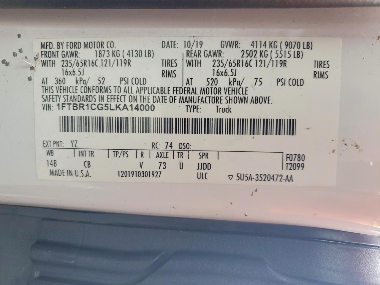 2020 FORD TRANSIT 250 MEDIUM ROOF DELIVERY VAN photo 14