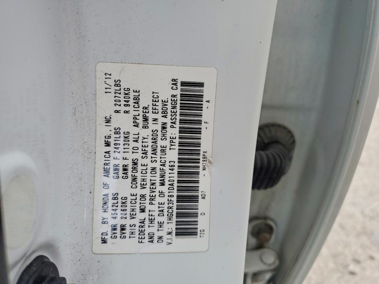 2013 HONDA ACCORD EXL photo 12