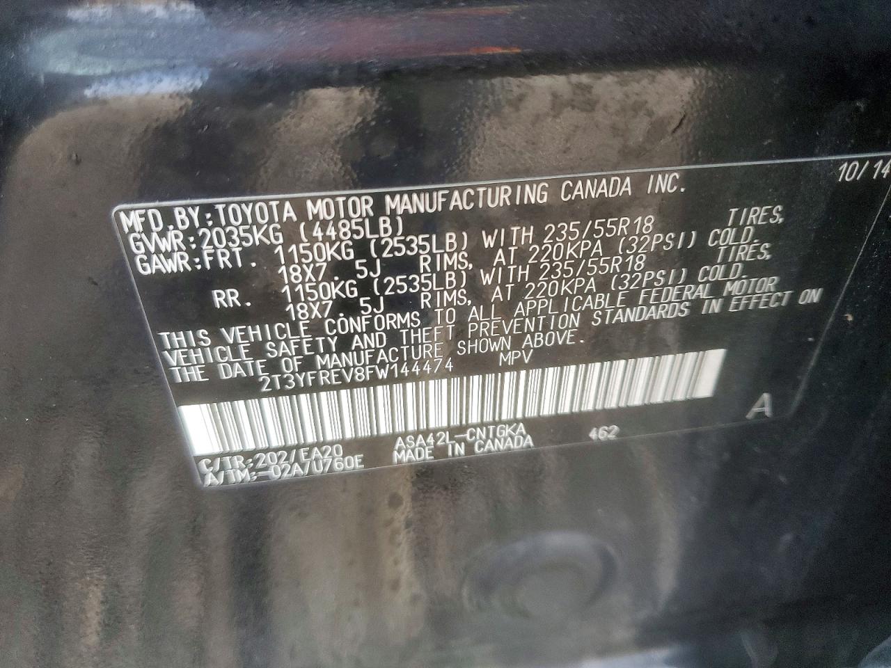 2015 TOYOTA RAV4 LIMITED photo 14