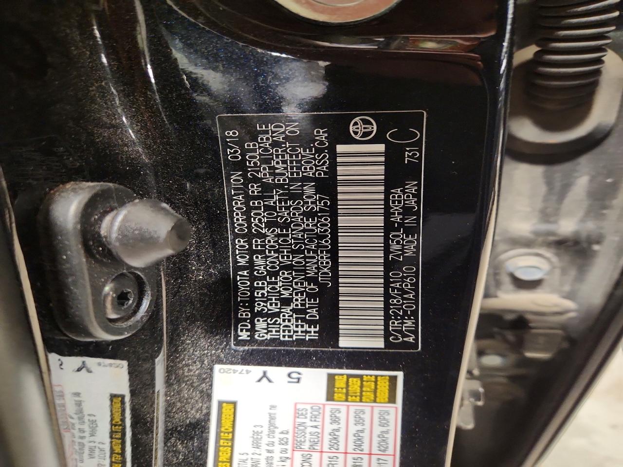2018 TOYOTA PRIUS TWO photo 12