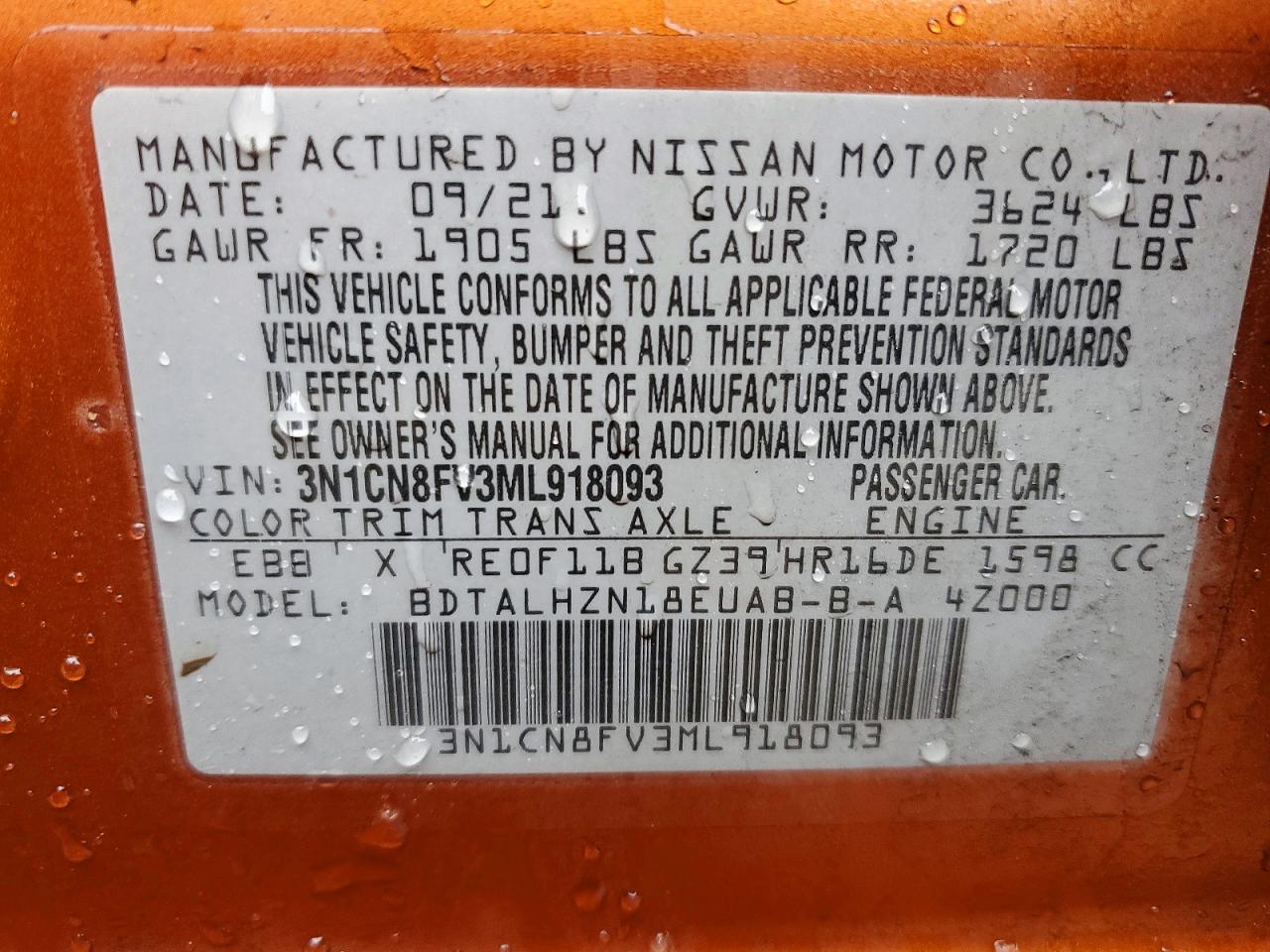 2021 NISSAN VERSA SR photo 23