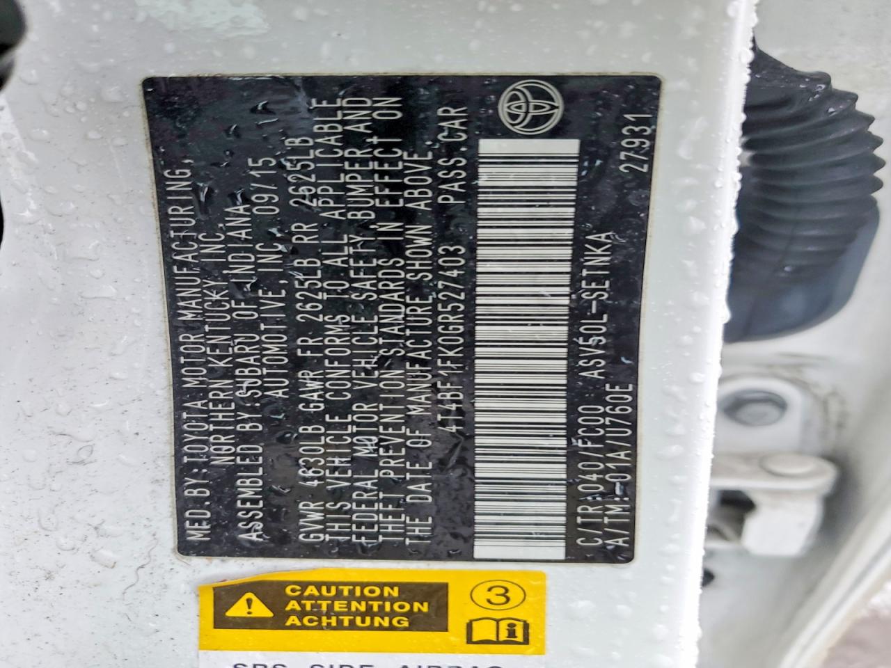 2016 TOYOTA CAMRY LE photo 34