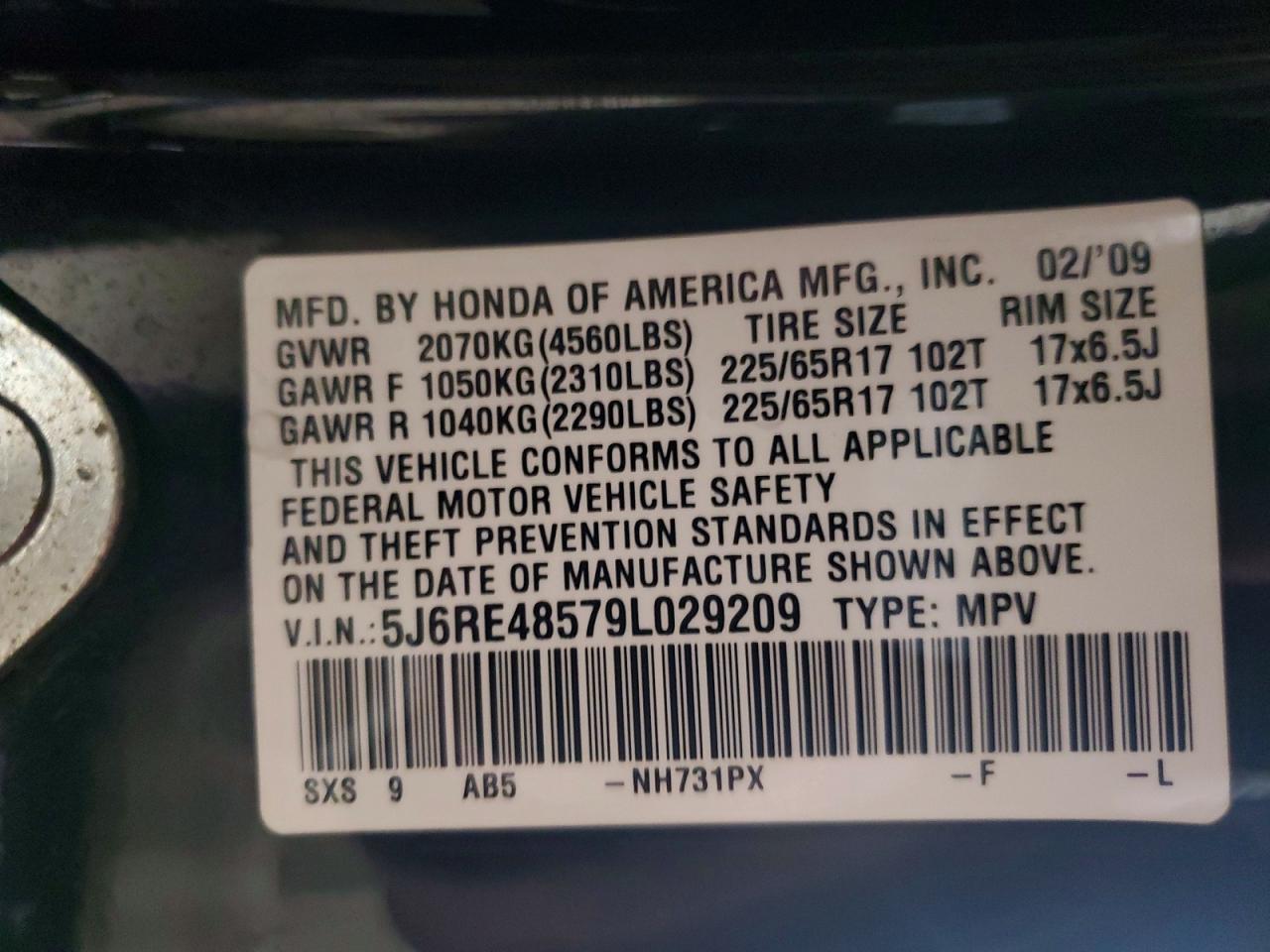 2009 HONDA CR-V EX photo 45
