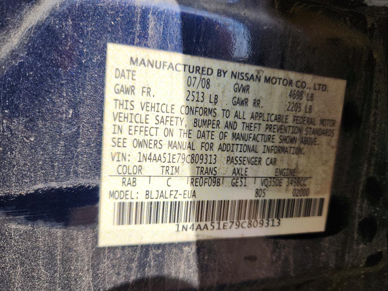 2009 NISSAN MAXIMA 3.5 S photo 13