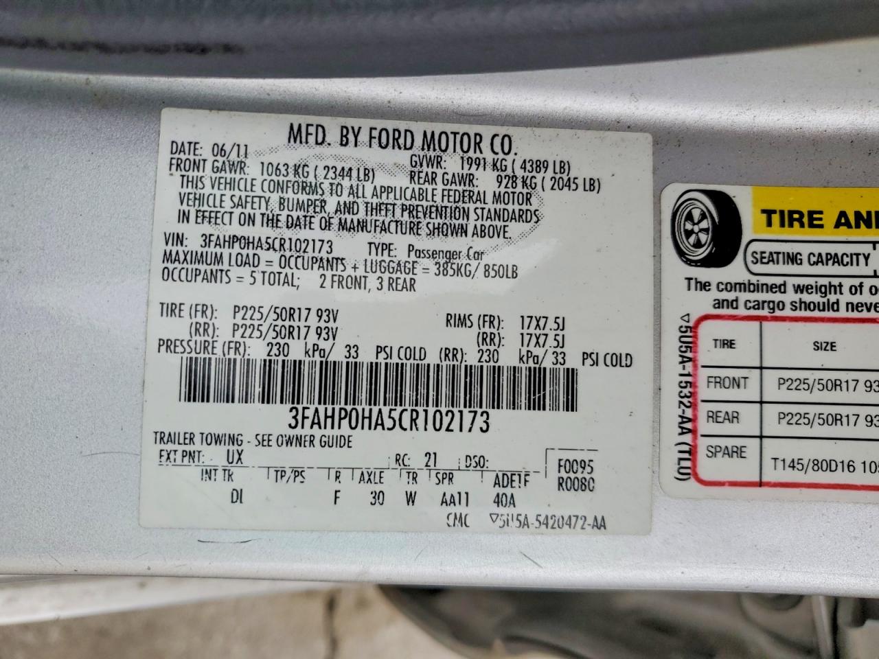 2012 FORD FUSION SE photo 23