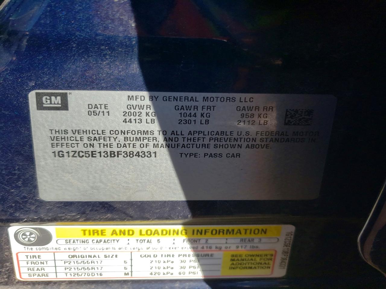 2011 CHEVROLET MALIBU 1LT photo 23