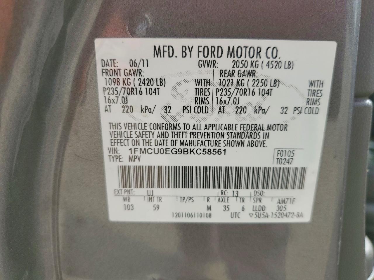 2011 FORD ESCAPE photo 14