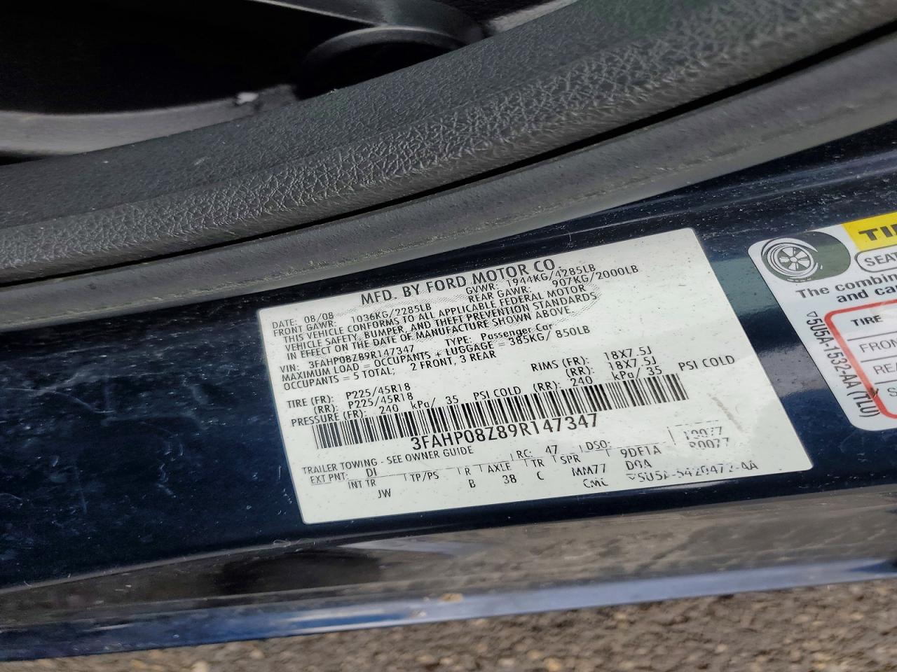 2009 FORD FUSION SEL photo 12