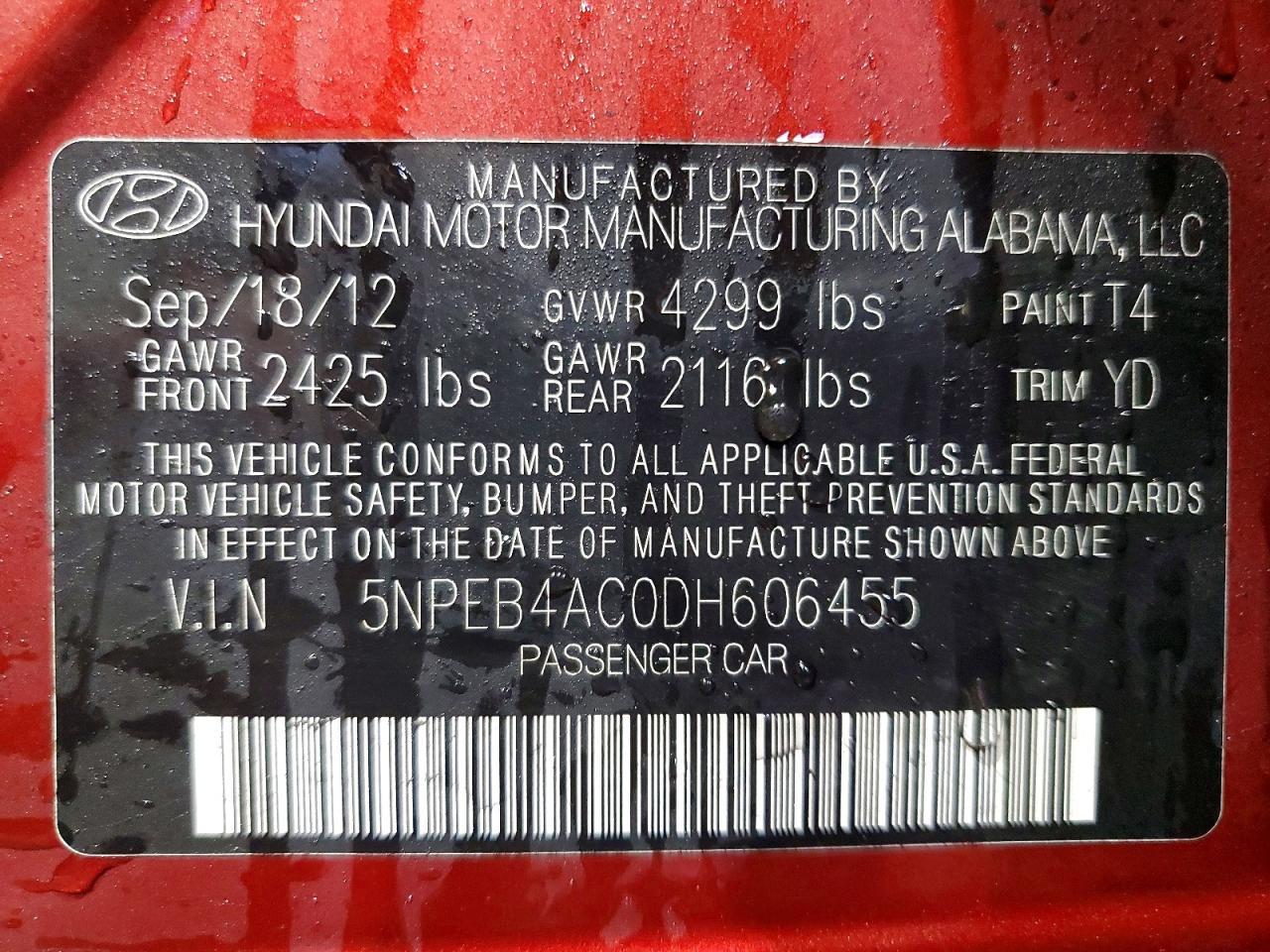 2013 HYUNDAI SONATA GLS photo 25