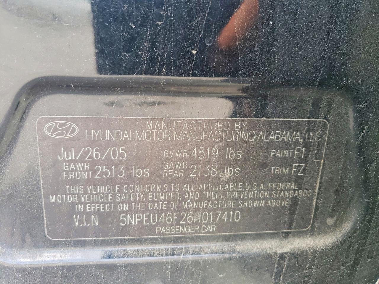 2006 HYUNDAI SONATA GLS V6 photo 12