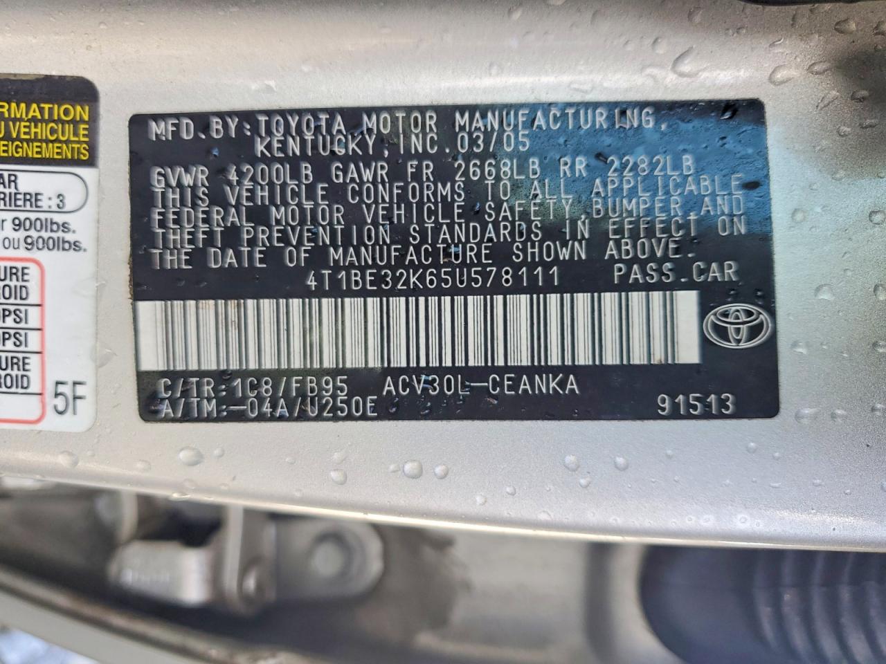 2005 TOYOTA CAMRY LE photo 25