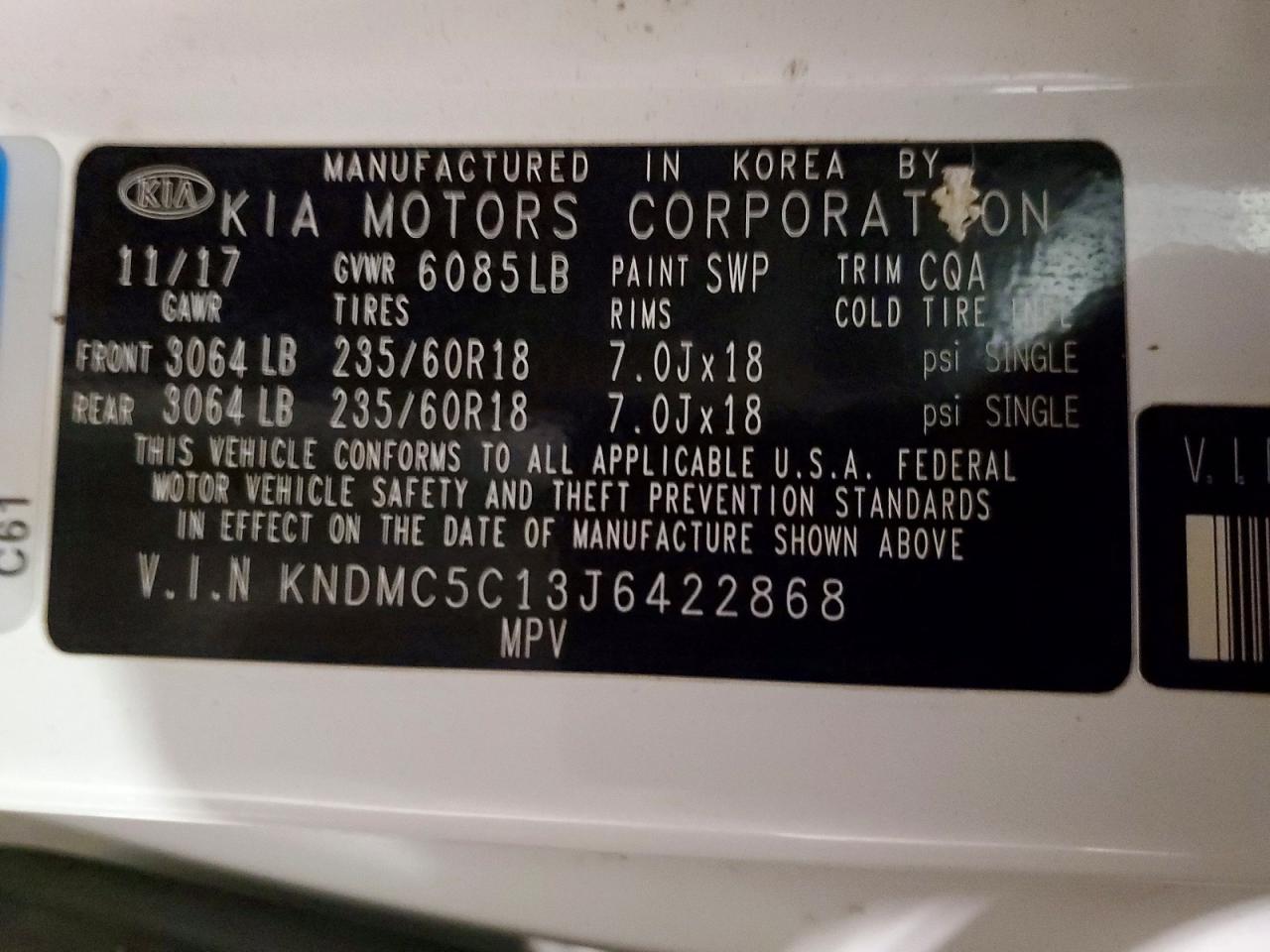 2018 KIA SEDONA SX photo 37