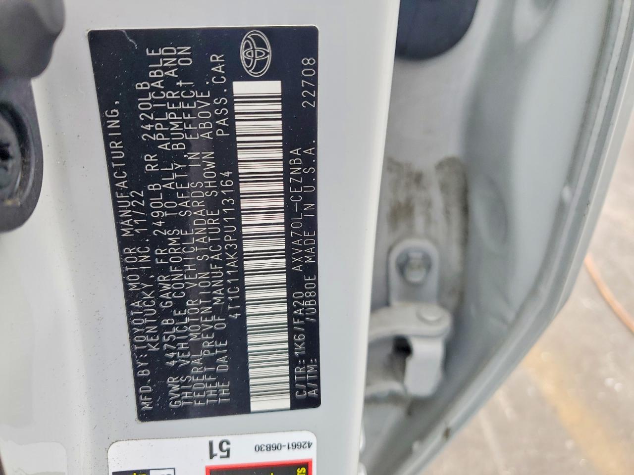 2023 TOYOTA CAMRY LE photo 12
