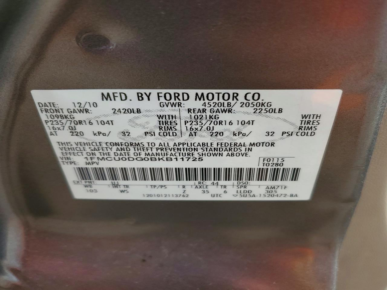 2011 FORD ESCAPE XLT photo 25