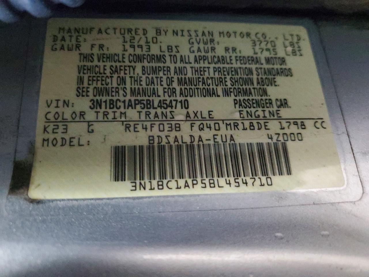 2011 NISSAN VERSA 1.8 S photo 13